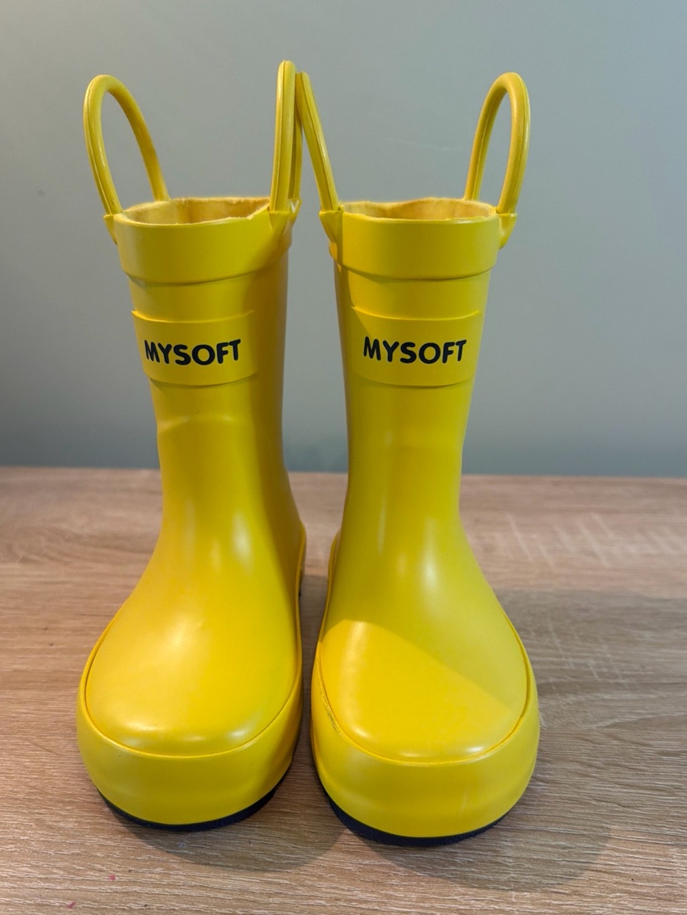 Mysoft Kids Yellow Rain Boots Toddler Sz 6 Waterproof Rubber Pull On Rain Shoes